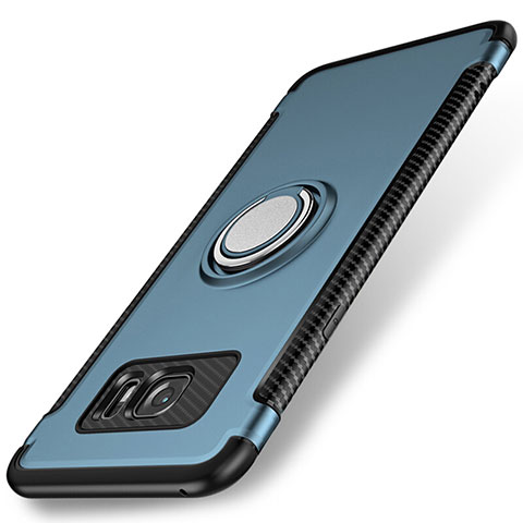 Samsung Galaxy S7 Edge G935F用ハイブリットバンパーケース プラスチック アンド指輪 マグネット式 サムスン ブルー