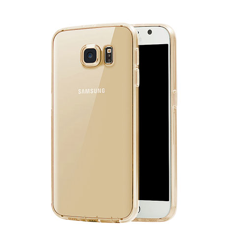 Samsung Galaxy S7 G930F G930FD用極薄ソフトケース シリコンケース 耐衝撃 全面保護 クリア透明 サムスン ゴールド