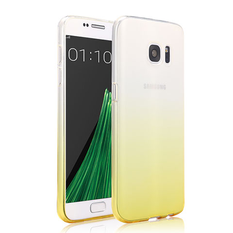 Samsung Galaxy S7 G930F G930FD用極薄ソフトケース グラデーション 勾配色 クリア透明 サムスン イエロー