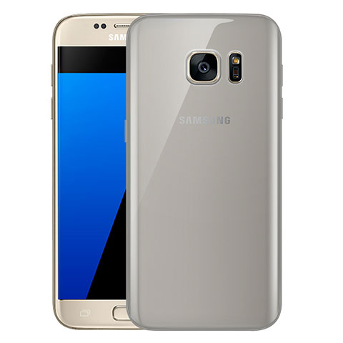 Samsung Galaxy S7 G930F G930FD用極薄ソフトケース シリコンケース 耐衝撃 全面保護 クリア透明 H01 サムスン グレー
