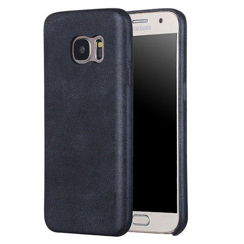 Samsung Galaxy S7 G930F G930FD用ケース 高級感 手触り良いレザー柄 サムスン ブラック