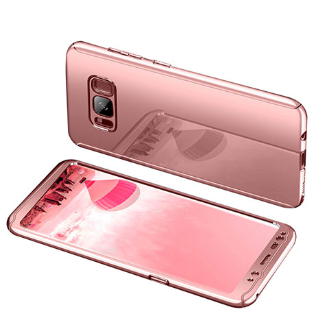 Samsung Galaxy S8用ハードケース プラスチック 質感もマット 前面と背面 360度 フルカバー サムスン ローズゴールド