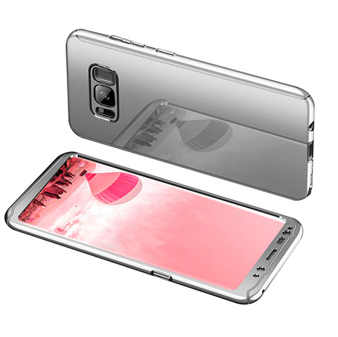 Samsung Galaxy S8用ハードケース プラスチック 質感もマット 前面と背面 360度 フルカバー サムスン シルバー