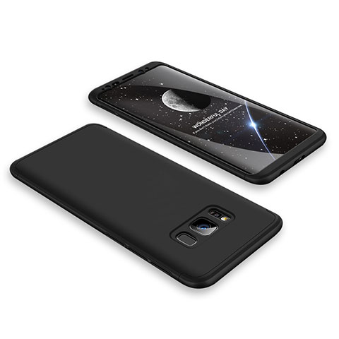 Samsung Galaxy S8用ハードケース プラスチック 質感もマット 前面と背面 360度 フルカバー M01 サムスン ブラック