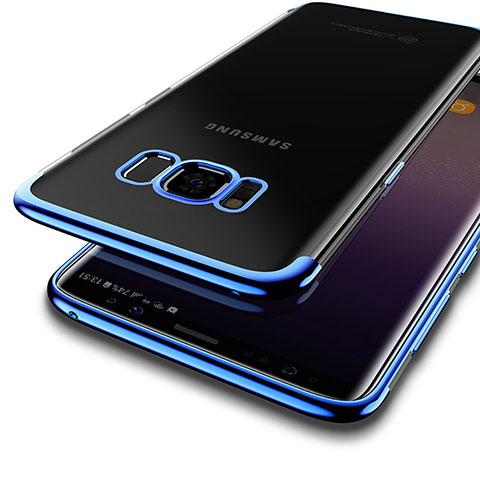 Samsung Galaxy S8用極薄ソフトケース シリコンケース 耐衝撃 全面保護 クリア透明 T18 サムスン ネイビー