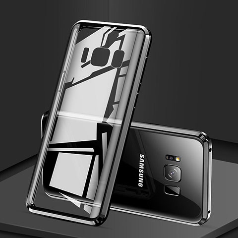 Samsung Galaxy S8用ケース 高級感 手触り良い アルミメタル 製の金属製 360度 フルカバーバンパー 鏡面 カバー サムスン ブラック