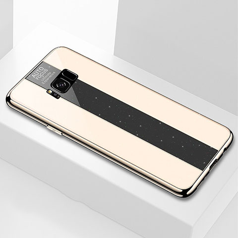 Samsung Galaxy S8用ハイブリットバンパーケース プラスチック 鏡面 カバー S01 サムスン ゴールド