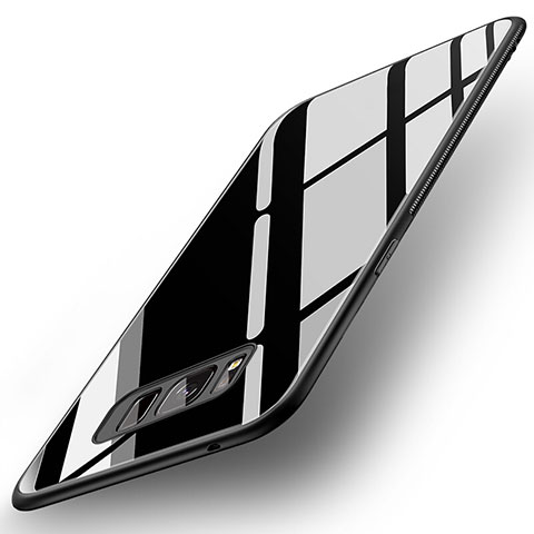 Samsung Galaxy S8 Plus用ハイブリットバンパーケース プラスチック 鏡面 カバー サムスン ブラック