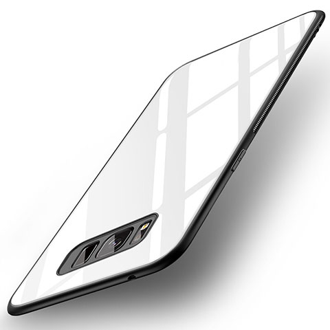 Samsung Galaxy S8 Plus用ハイブリットバンパーケース プラスチック 鏡面 カバー サムスン ホワイト