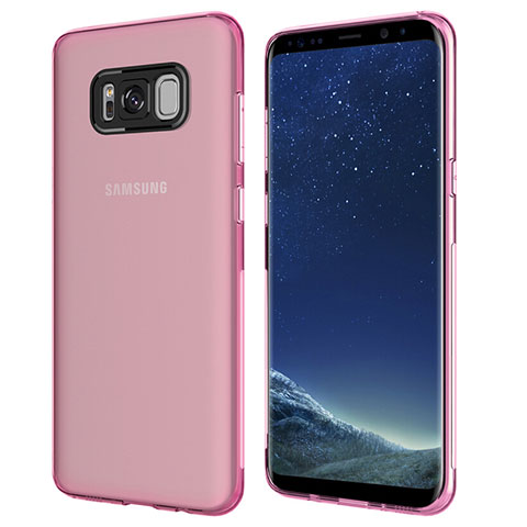 Samsung Galaxy S8 Plus用極薄ソフトケース シリコンケース 耐衝撃 全面保護 クリア透明 T15 サムスン ピンク