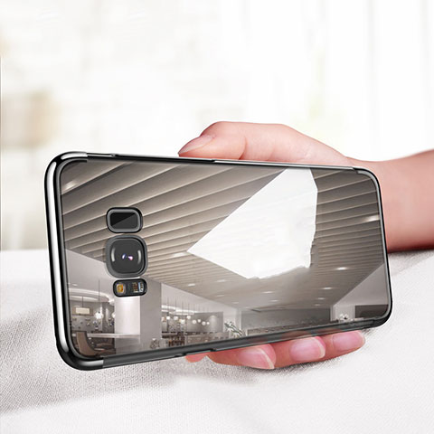 Samsung Galaxy S8 Plus用極薄ソフトケース シリコンケース 耐衝撃 全面保護 クリア透明 T18 サムスン ブラック