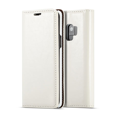 Samsung Galaxy S9用手帳型 レザーケース スタンド カバー T02 サムスン ホワイト