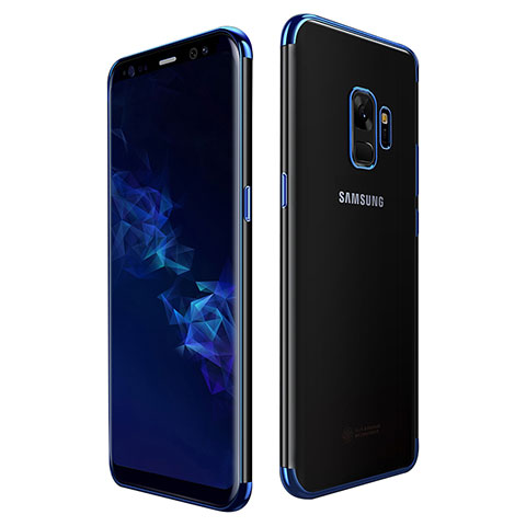 Samsung Galaxy S9用極薄ソフトケース シリコンケース 耐衝撃 全面保護 クリア透明 H01 サムスン ネイビー
