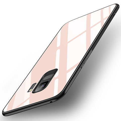 Samsung Galaxy S9用ハイブリットバンパーケース プラスチック 鏡面 カバー サムスン ピンク