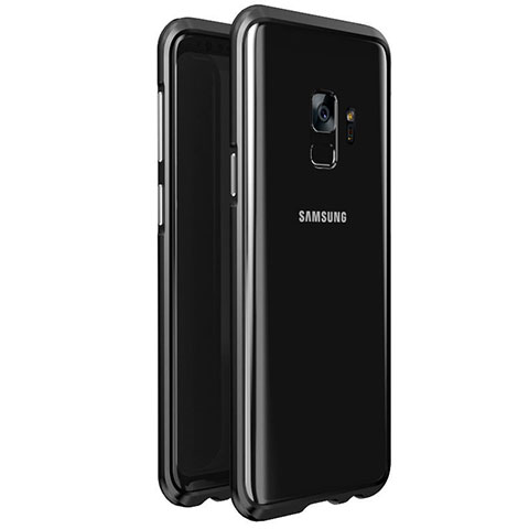 Samsung Galaxy S9用ケース 高級感 手触り良い アルミメタル 製の金属製 360度 フルカバーバンパー 鏡面 カバー M01 サムスン ブラック