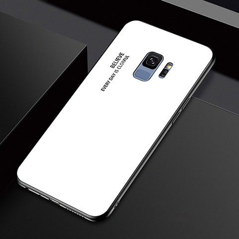 Samsung Galaxy S9用ハイブリットバンパーケース プラスチック 鏡面 カバー M01 サムスン ホワイト