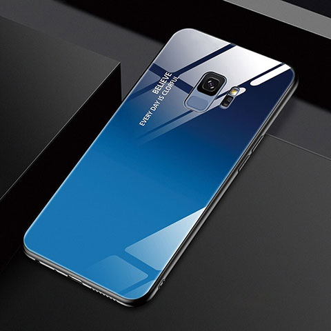 Samsung Galaxy S9用ハイブリットバンパーケース プラスチック 鏡面 カバー M01 サムスン ネイビー