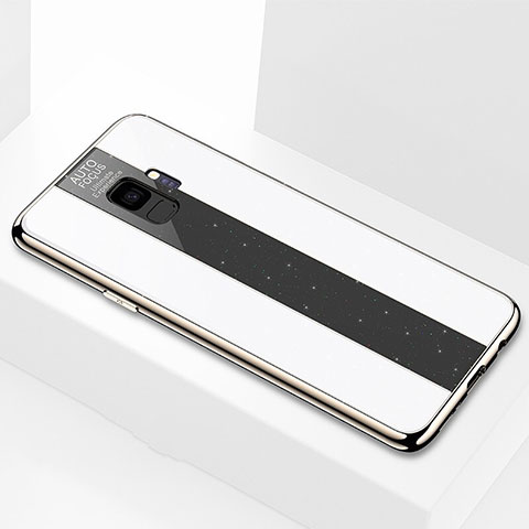 Samsung Galaxy S9用ハイブリットバンパーケース プラスチック 鏡面 カバー M03 サムスン ホワイト