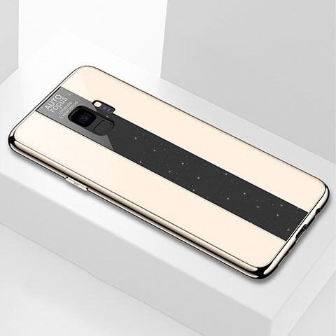 Samsung Galaxy S9用ハイブリットバンパーケース プラスチック 鏡面 カバー M03 サムスン ゴールド