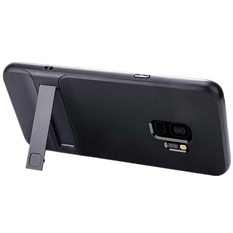 Samsung Galaxy S9用ハイブリットバンパーケース スタンド プラスチック 兼シリコーン カバー A02 サムスン ブラック