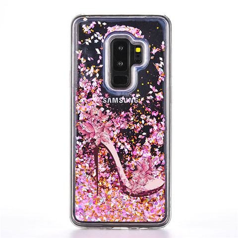 Samsung Galaxy S9 Plus用シリコンケース ソフトタッチラバー バタフライ パターン カバー K01 サムスン ローズゴールド