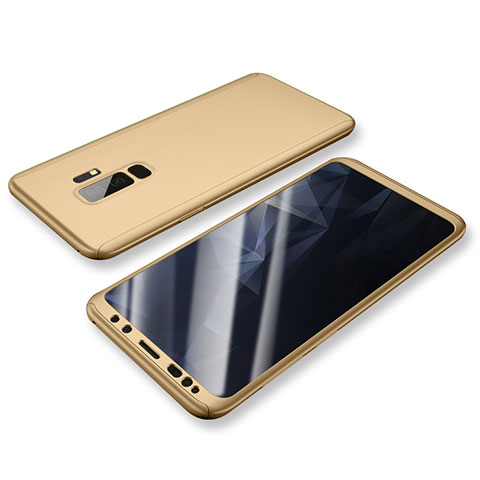 Samsung Galaxy S9 Plus用ハードケース プラスチック 質感もマット 前面と背面 360度 フルカバー サムスン ゴールド
