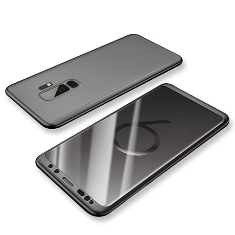 Samsung Galaxy S9 Plus用ハードケース プラスチック 質感もマット 前面と背面 360度 フルカバー サムスン ブラック