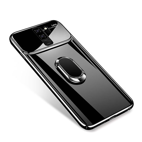 Samsung Galaxy S9 Plus用ハードケース プラスチック 質感もマット アンド指輪 マグネット式 A01 サムスン ブラック