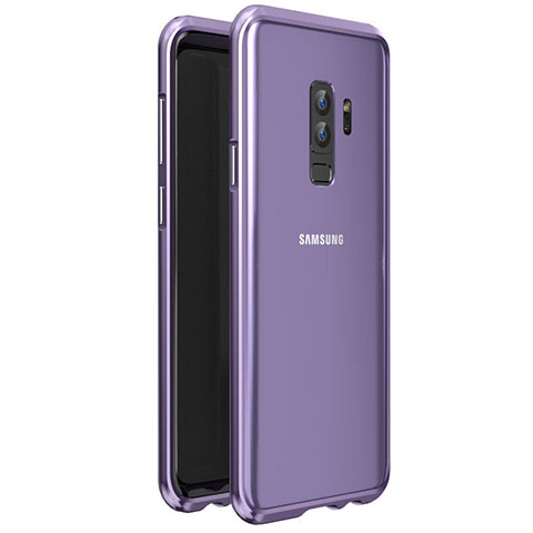 Samsung Galaxy S9 Plus用ケース 高級感 手触り良い アルミメタル 製の金属製 360度 フルカバーバンパー 鏡面 カバー サムスン パープル