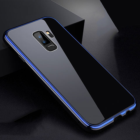Samsung Galaxy S9 Plus用ケース 高級感 手触り良い アルミメタル 製の金属製 360度 フルカバーバンパー 鏡面 カバー M01 サムスン ネイビー・ブラック