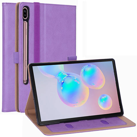 Samsung Galaxy Tab S6 10.5 SM-T860用手帳型 レザーケース スタンド カバー L01 サムスン パープル