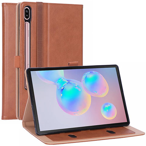 Samsung Galaxy Tab S6 10.5 SM-T860用手帳型 レザーケース スタンド カバー L01 サムスン オレンジ