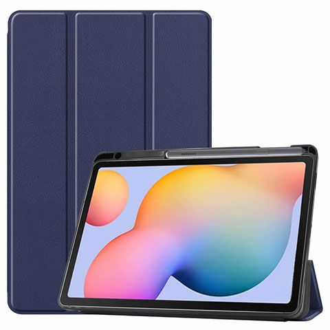 Samsung Galaxy Tab S6 Lite 10.4 SM-P610用手帳型 レザーケース スタンド カバー L02 サムスン ネイビー