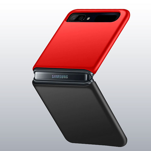 Samsung Galaxy Z Flip 5G用ハードケース プラスチック 質感もマット カバー M01 サムスン レッド・ブラック