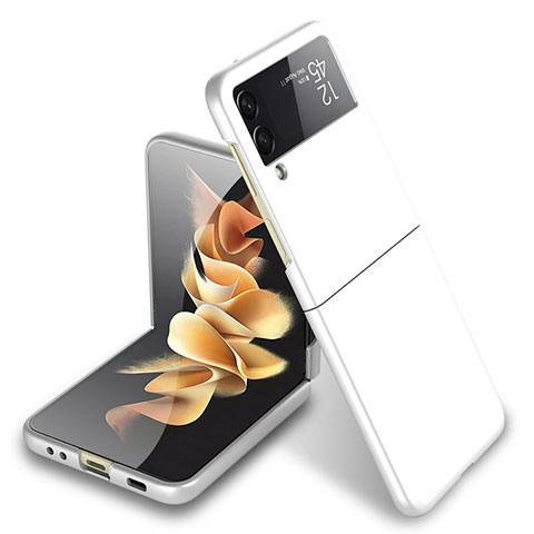 Samsung Galaxy Z Flip3 5G用ハードケース プラスチック 質感もマット カバー L03 サムスン ホワイト