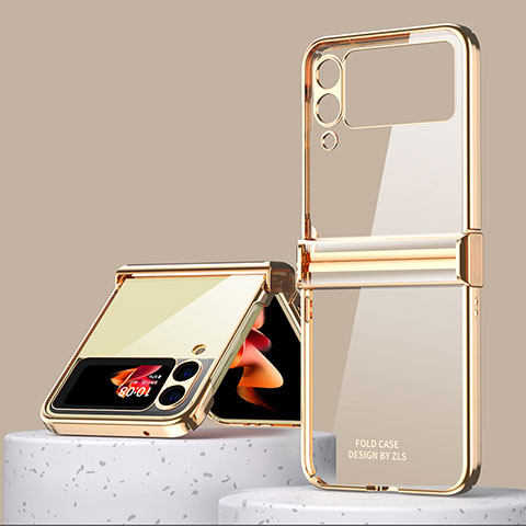 Samsung Galaxy Z Flip3 5G用ハードケース プラスチック 質感もマット カバー ZL1 サムスン ゴールド