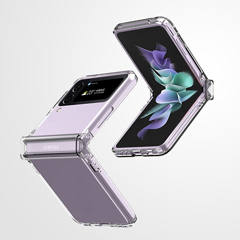 Samsung Galaxy Z Flip4 5G用ハードケース プラスチック 質感もマット カバー T02 サムスン クリア