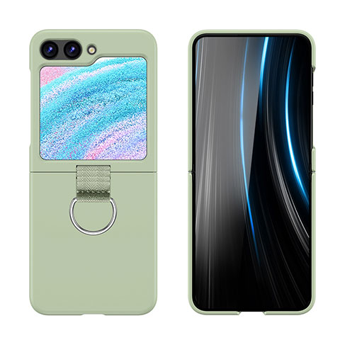 Samsung Galaxy Z Flip5 5G用ハードケース プラスチック 質感もマット 前面と背面 360度 フルカバー Z03L サムスン ライトグリーン
