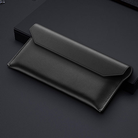 Samsung Galaxy Z Fold2 5G用ハンドバッグ ポーチ 財布型ケース レザー ユニバーサル サムスン ブラック