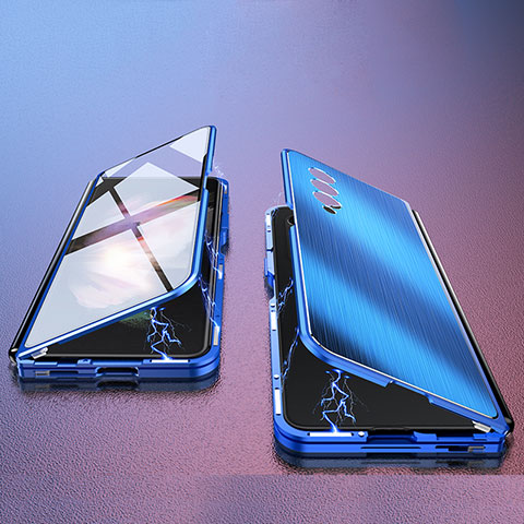 Samsung Galaxy Z Fold3 5G用360度 フルカバー ケース 高級感 手触り良い アルミメタル 製の金属製 P02 サムスン ネイビー