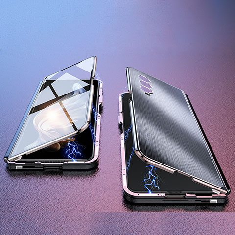 Samsung Galaxy Z Fold3 5G用360度 フルカバー ケース 高級感 手触り良い アルミメタル 製の金属製 P02 サムスン ブラック