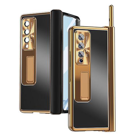 Samsung Galaxy Z Fold3 5G用ハードケース プラスチック 質感もマット カバー H05 サムスン ゴールド・ブラック