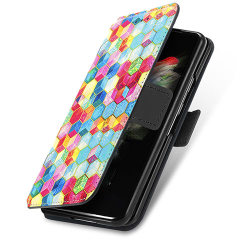 Samsung Galaxy Z Fold3 5G用手帳型 レザーケース スタンド パターン カバー S02D サムスン マルチカラー