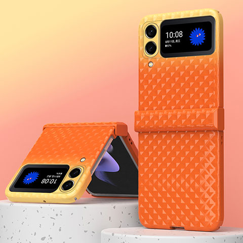 Samsung Galaxy Z Fold3 5G用ハードケース プラスチック 質感もマット カバー H07 サムスン オレンジ