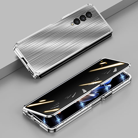 Samsung Galaxy Z Fold3 5G用360度 フルカバー ケース 高級感 手触り良い アルミメタル 製の金属製 P01 サムスン シルバー
