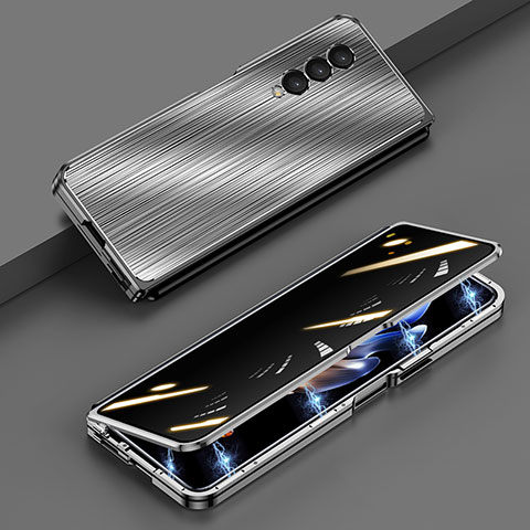 Samsung Galaxy Z Fold3 5G用360度 フルカバー ケース 高級感 手触り良い アルミメタル 製の金属製 P01 サムスン グレー