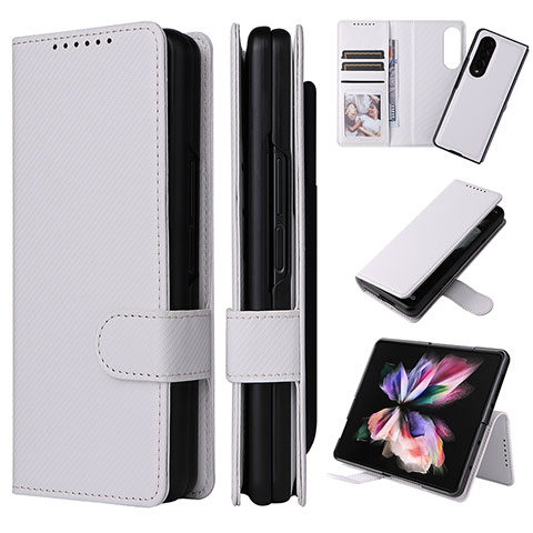 Samsung Galaxy Z Fold4 5G用手帳型 レザーケース スタンド カバー L17Z サムスン ホワイト