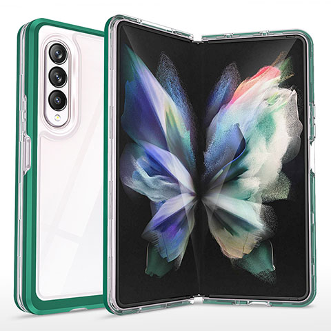 Samsung Galaxy Z Fold4 5G用ハイブリットバンパーケース クリア透明 プラスチック 鏡面 カバー MQ1 サムスン グリーン