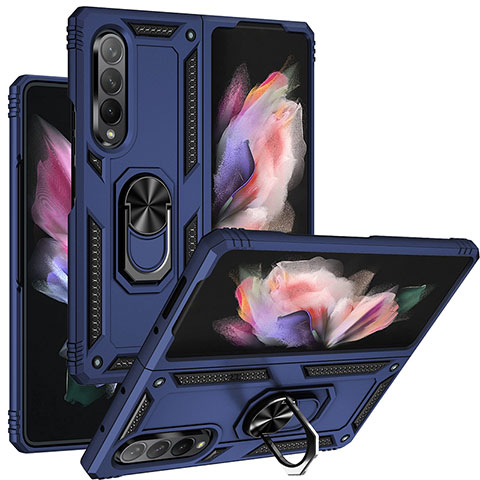 Samsung Galaxy Z Fold4 5G用ハイブリットバンパーケース プラスチック アンド指輪 マグネット式 MQ3 サムスン ネイビー