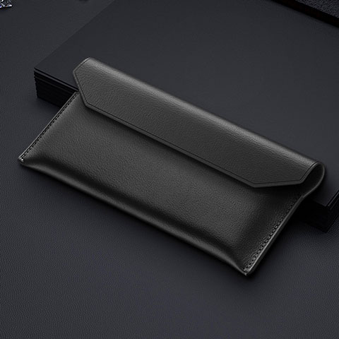 Samsung Galaxy Z Fold4 5G用ハンドバッグ ポーチ 財布型ケース レザー サムスン ブラック